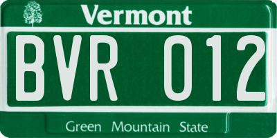 VT license plate BVR012
