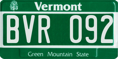 VT license plate BVR092