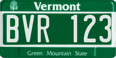 VT license plate BVR123