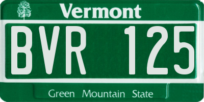 VT license plate BVR125