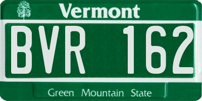 VT license plate BVR162