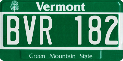 VT license plate BVR182