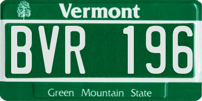 VT license plate BVR196
