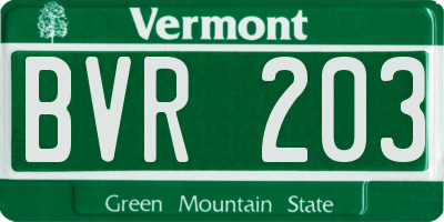 VT license plate BVR203