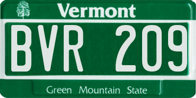 VT license plate BVR209