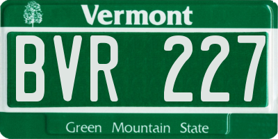 VT license plate BVR227