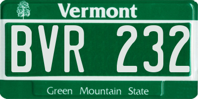 VT license plate BVR232
