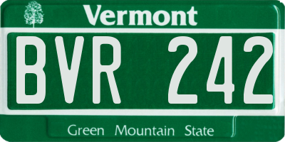 VT license plate BVR242