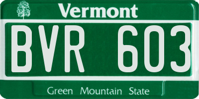 VT license plate BVR603