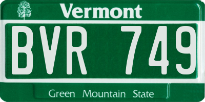 VT license plate BVR749