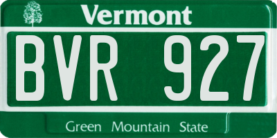VT license plate BVR927