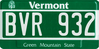 VT license plate BVR932