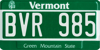 VT license plate BVR985