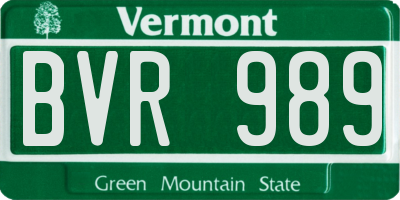 VT license plate BVR989