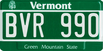 VT license plate BVR990