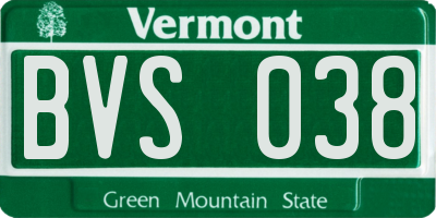 VT license plate BVS038
