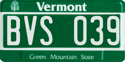 VT license plate BVS039