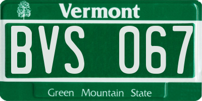 VT license plate BVS067