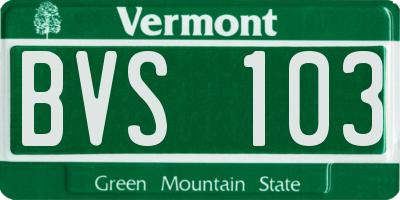 VT license plate BVS103