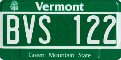 VT license plate BVS122