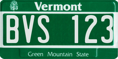 VT license plate BVS123