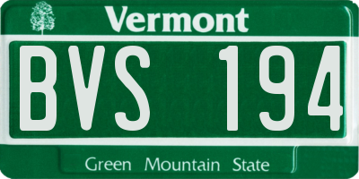 VT license plate BVS194