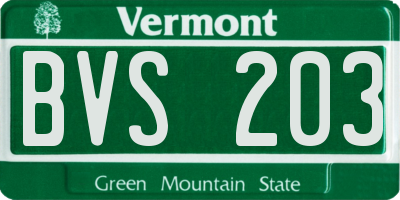 VT license plate BVS203