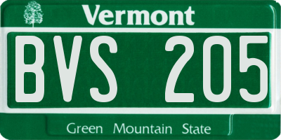 VT license plate BVS205