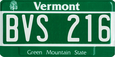 VT license plate BVS216