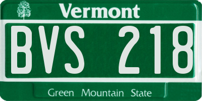 VT license plate BVS218