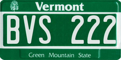 VT license plate BVS222
