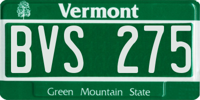VT license plate BVS275