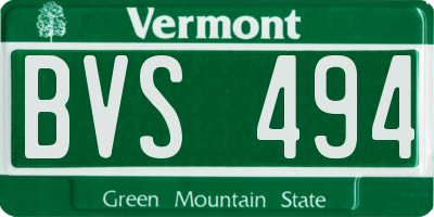 VT license plate BVS494