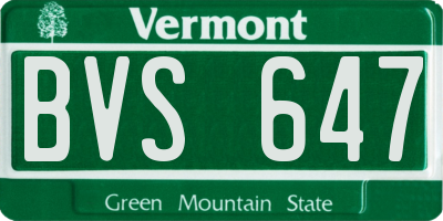 VT license plate BVS647