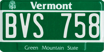 VT license plate BVS758