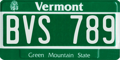 VT license plate BVS789