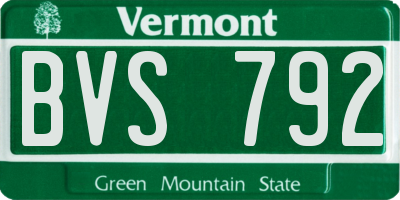 VT license plate BVS792