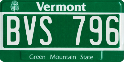 VT license plate BVS796