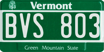 VT license plate BVS803