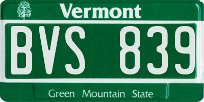 VT license plate BVS839