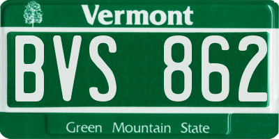 VT license plate BVS862