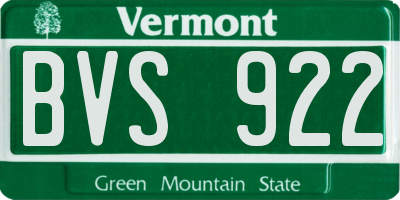 VT license plate BVS922