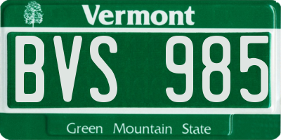 VT license plate BVS985