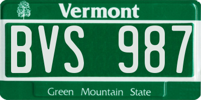 VT license plate BVS987