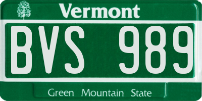 VT license plate BVS989