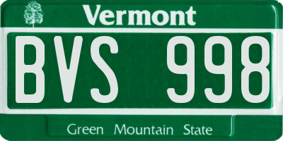 VT license plate BVS998