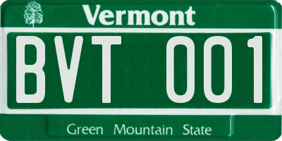 VT license plate BVT001