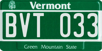 VT license plate BVT033