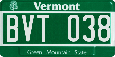 VT license plate BVT038