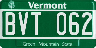 VT license plate BVT062